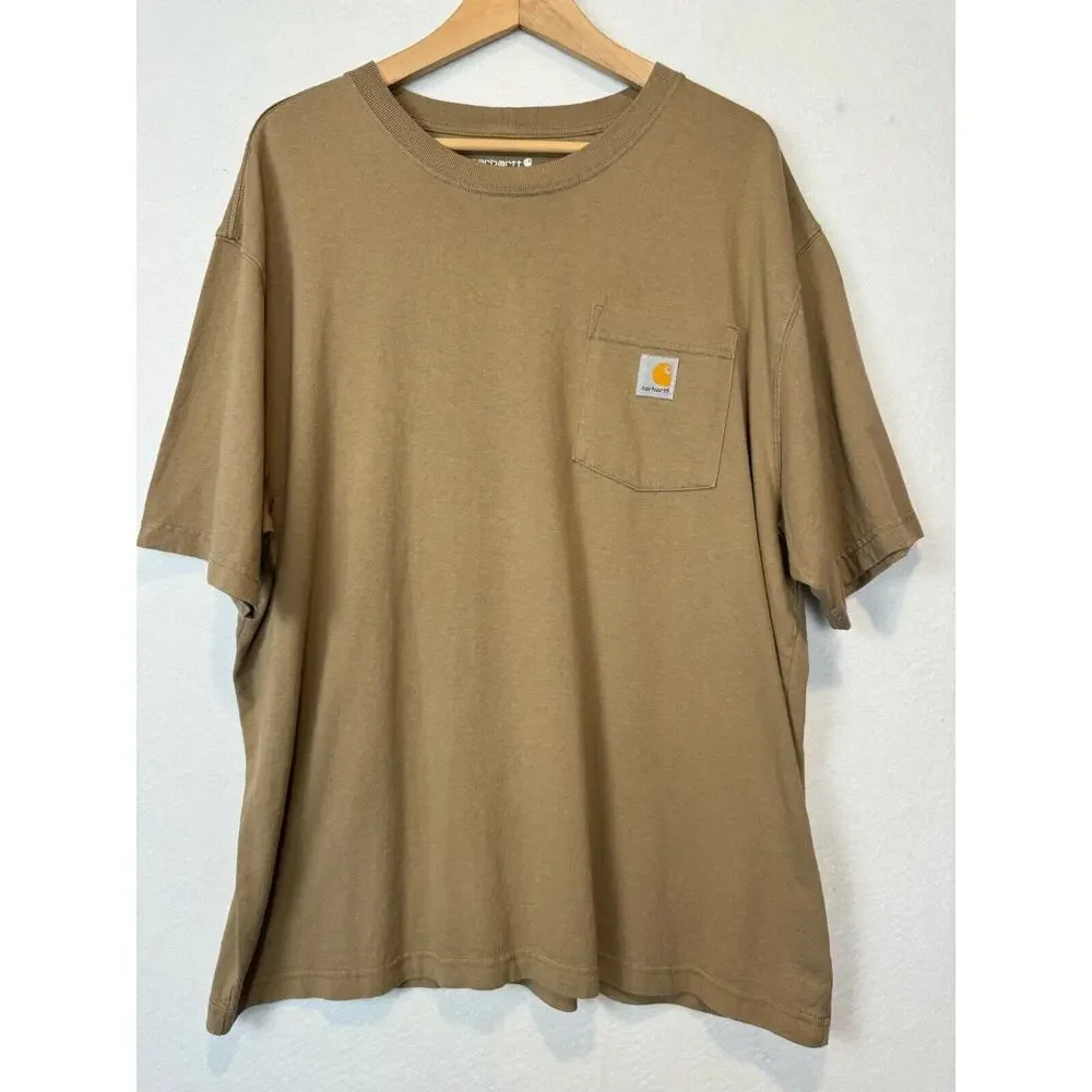 Carhartt T Shirt‎ Short Sleeve Crew Neck Men Size Large Original Fit Loose Beige - Picture 7 of 9